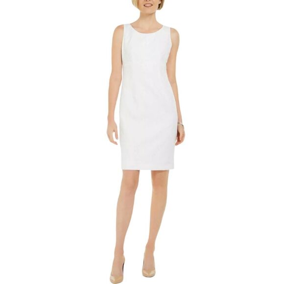 Kasper Textured Leaf Jacquard‎ Embroid Vanilla Ice Dress 16 - Picture 1 of 11